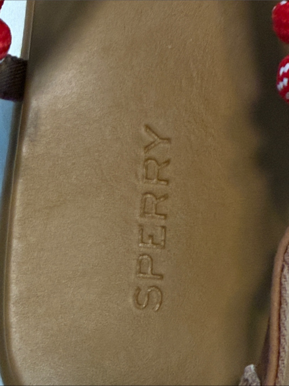 Sperry Tan Footbed Sandals with Red Rope Straps - Picture 2 of 5